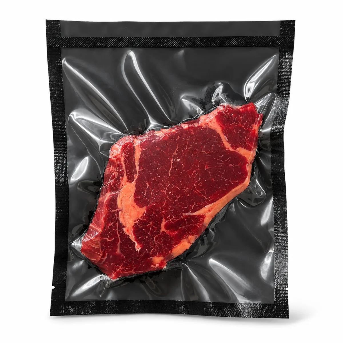 Färsk biff vakuumpackad i vakuumpåse med DZ-260S för längre hållbarhet och sous vide